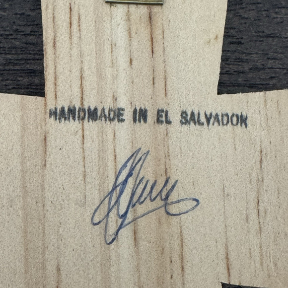 Cross El Salvador Vtg Handmade Rooster Rainbow Folk Art Colors Floral Religious - Picture 11 of 15